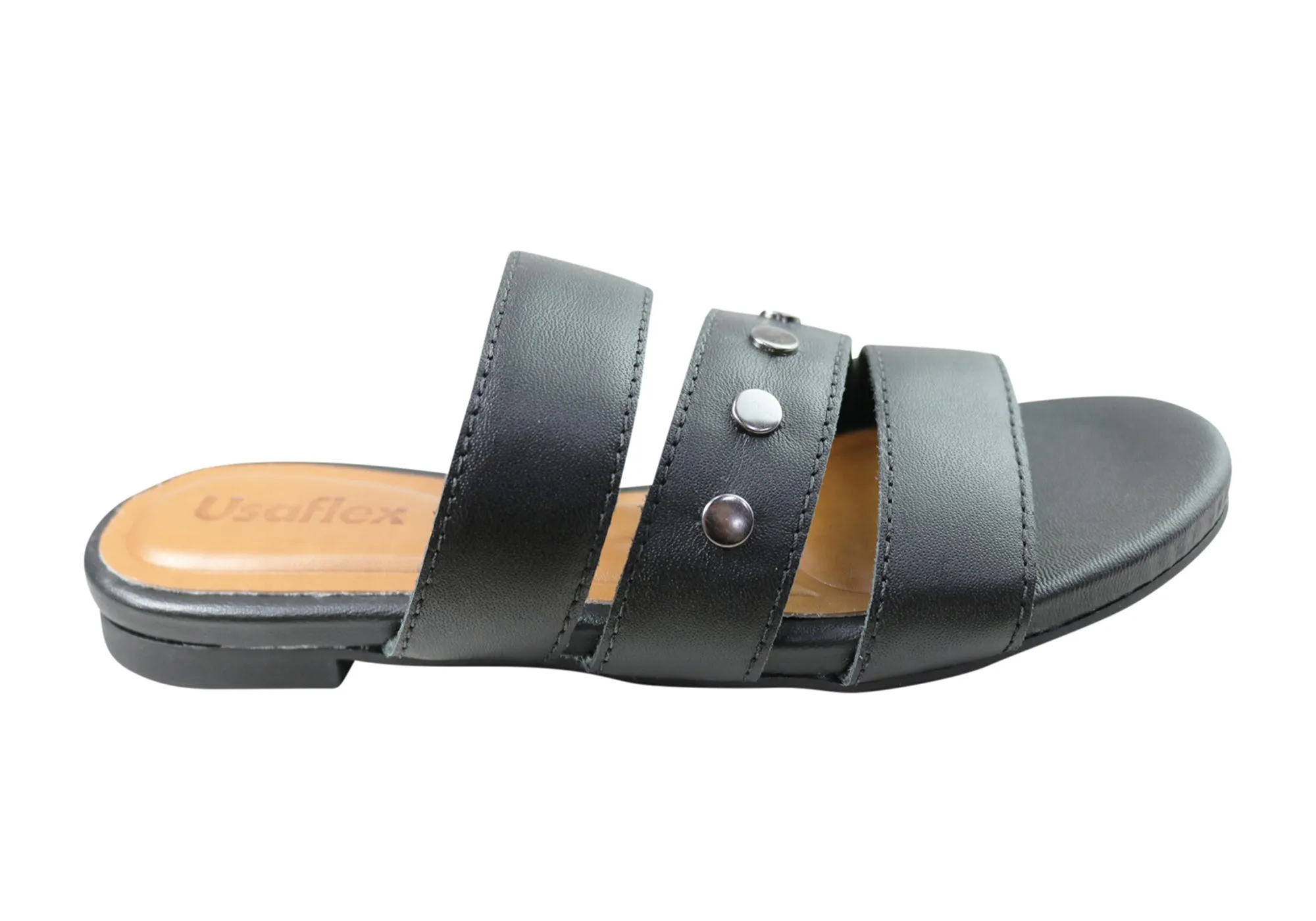 Usaflex Skyler Damen Komfort Leder Slides Sandalen Hergestellt In Brasilien Usaflex Schuhe