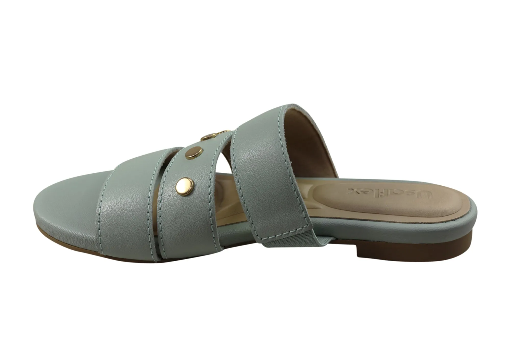 Usaflex Skyler Damen Komfort Leder Slides Sandalen Hergestellt In Brasilien Usaflex Schuhe