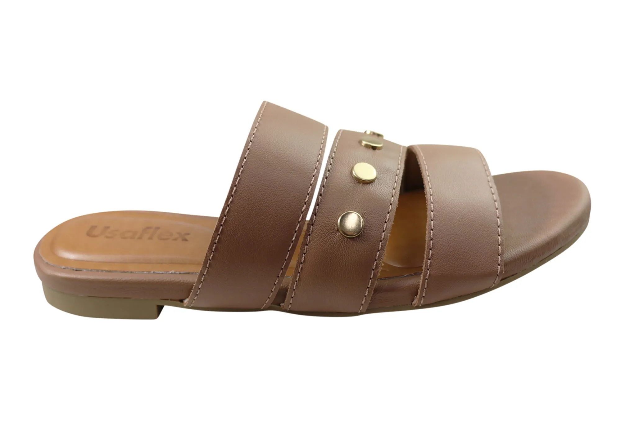 Usaflex Skyler Damen Komfort Leder Slides Sandalen Hergestellt In Brasilien Usaflex Schuhe