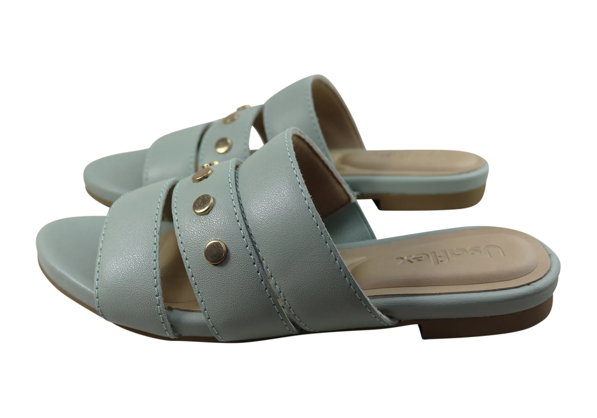 Usaflex Skyler Damen Komfort Leder Slides Sandalen Hergestellt In Brasilien Usaflex Schuhe