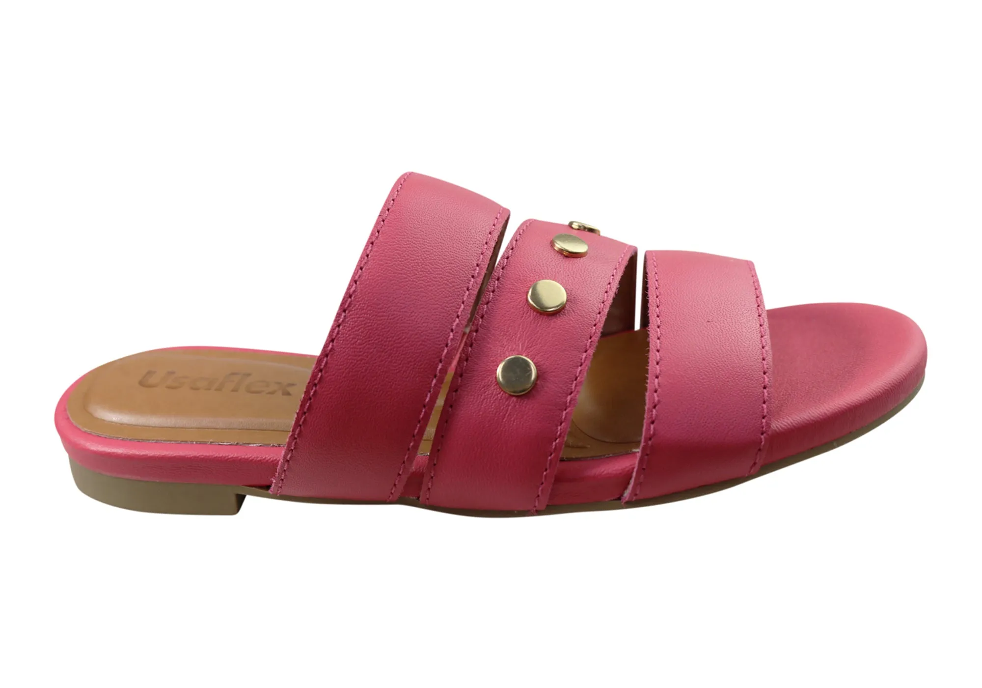 Usaflex Skyler Damen Komfort Leder Slides Sandalen Hergestellt In Brasilien Usaflex Schuhe
