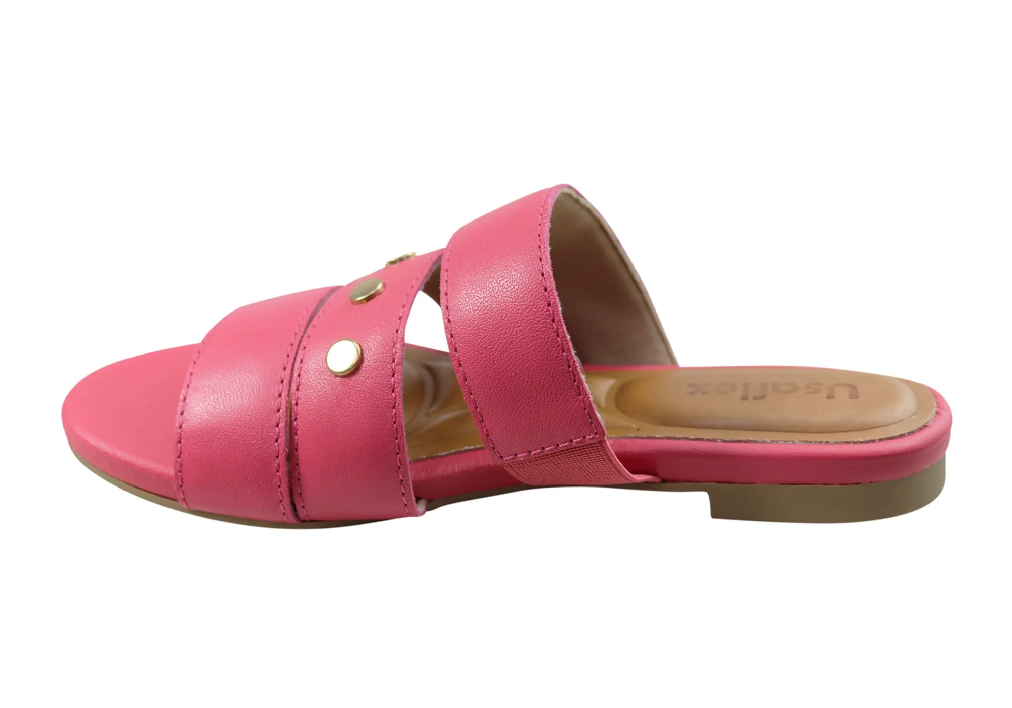 Usaflex Skyler Damen Komfort Leder Slides Sandalen Hergestellt In Brasilien Usaflex Schuhe