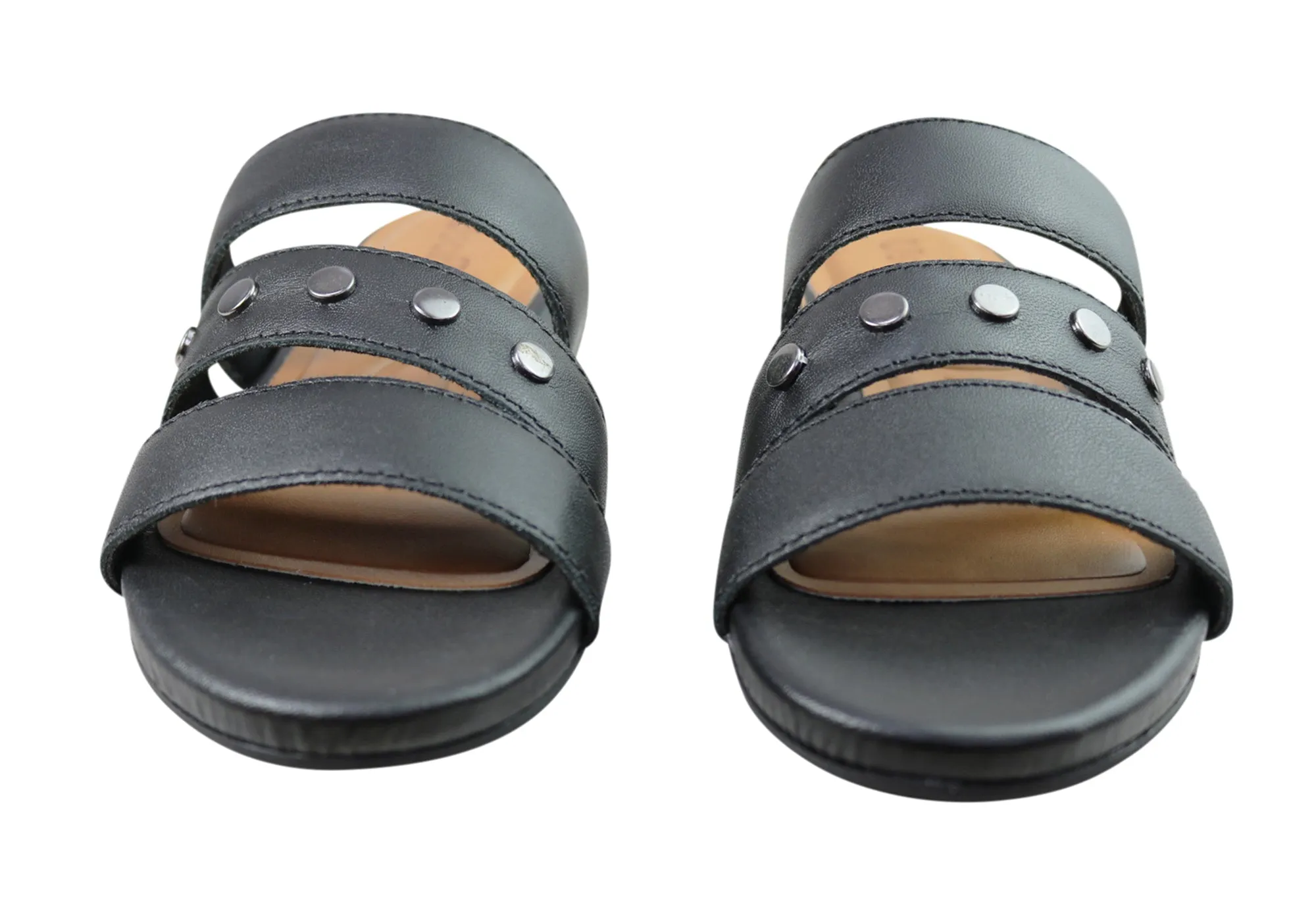 Usaflex Skyler Damen Komfort Leder Slides Sandalen Hergestellt In Brasilien Usaflex Schuhe