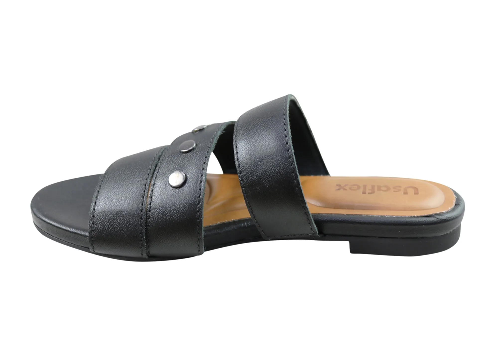 Usaflex Skyler Damen Komfort Leder Slides Sandalen Hergestellt In Brasilien Usaflex Schuhe