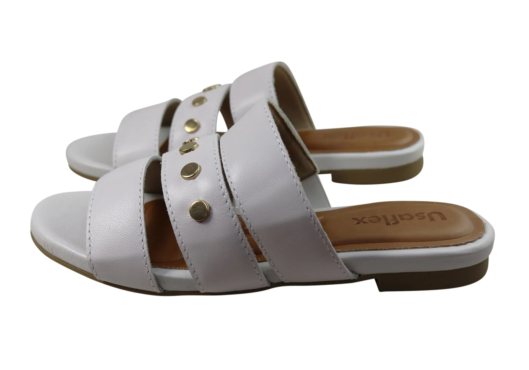 Usaflex Skyler Damen Komfort Leder Slides Sandalen Hergestellt In Brasilien Usaflex Schuhe