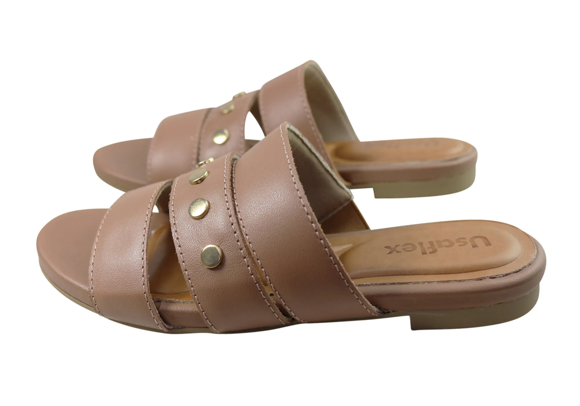 Usaflex Skyler Damen Komfort Leder Slides Sandalen Hergestellt In Brasilien Usaflex Schuhe