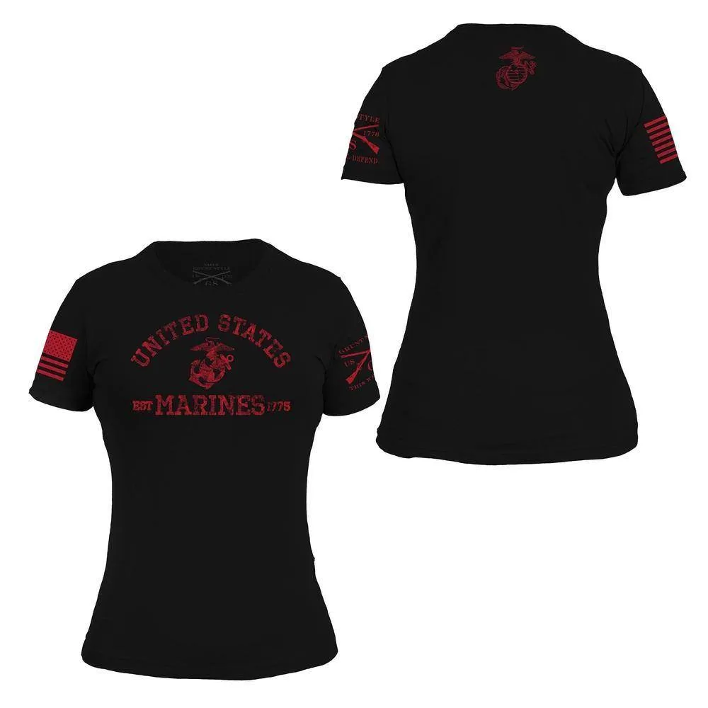 USMC - Damen T-Shirt Est. 1775 - Schwarz