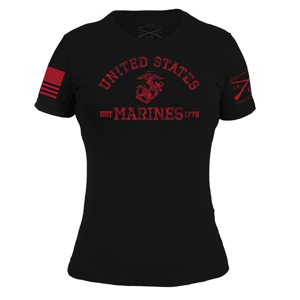 USMC - Damen T-Shirt Est. 1775 - Schwarz