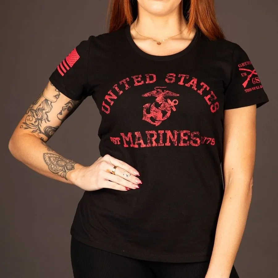 USMC - Damen T-Shirt Est. 1775 - Schwarz
