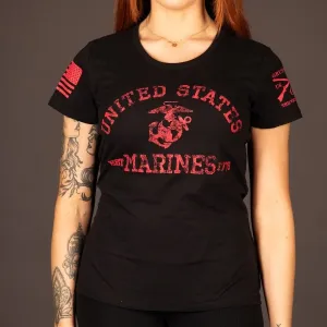 USMC - Damen T-Shirt Est. 1775 - Schwarz