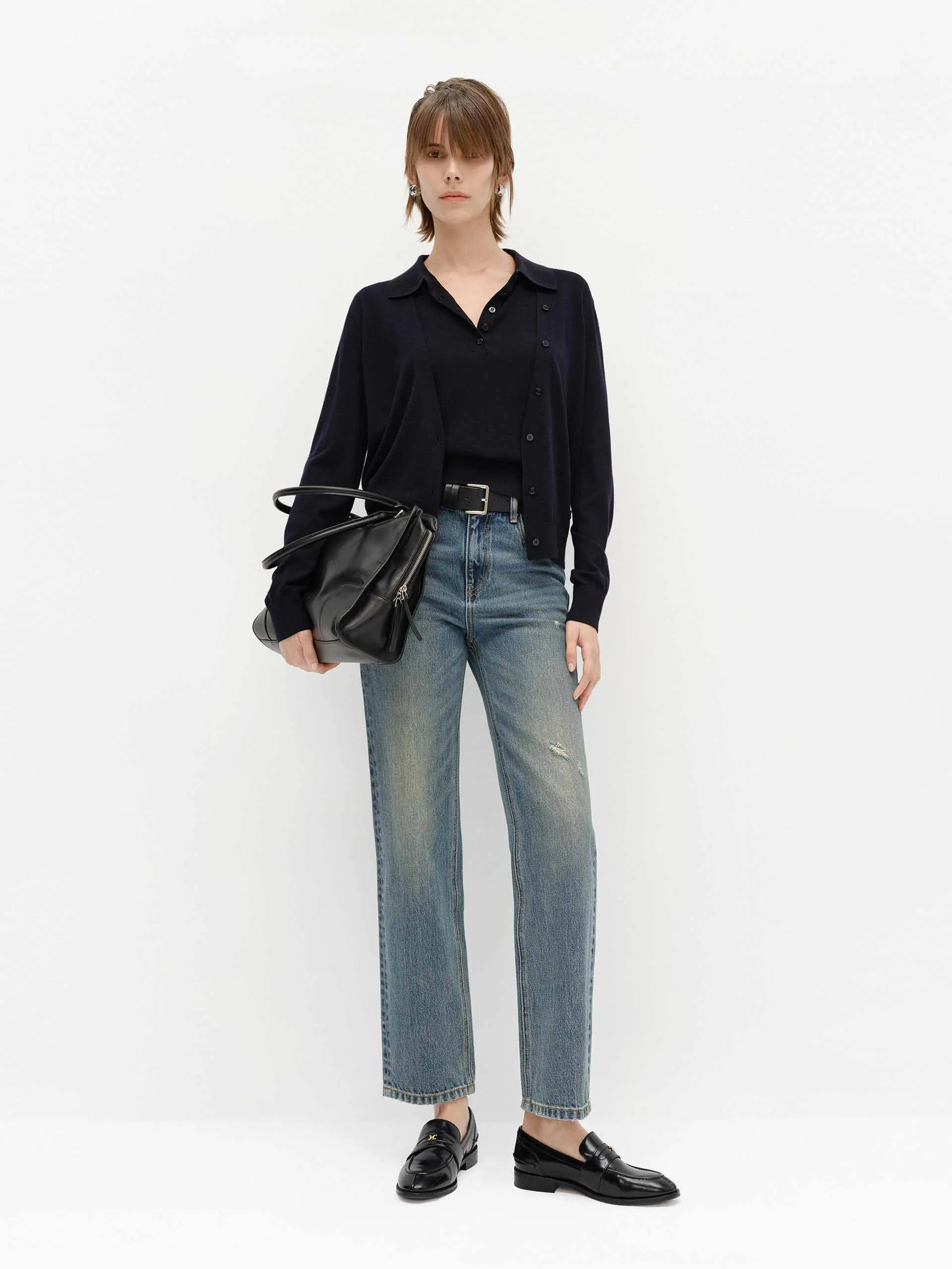 V-Ausschnitt weicher Wollcardigan