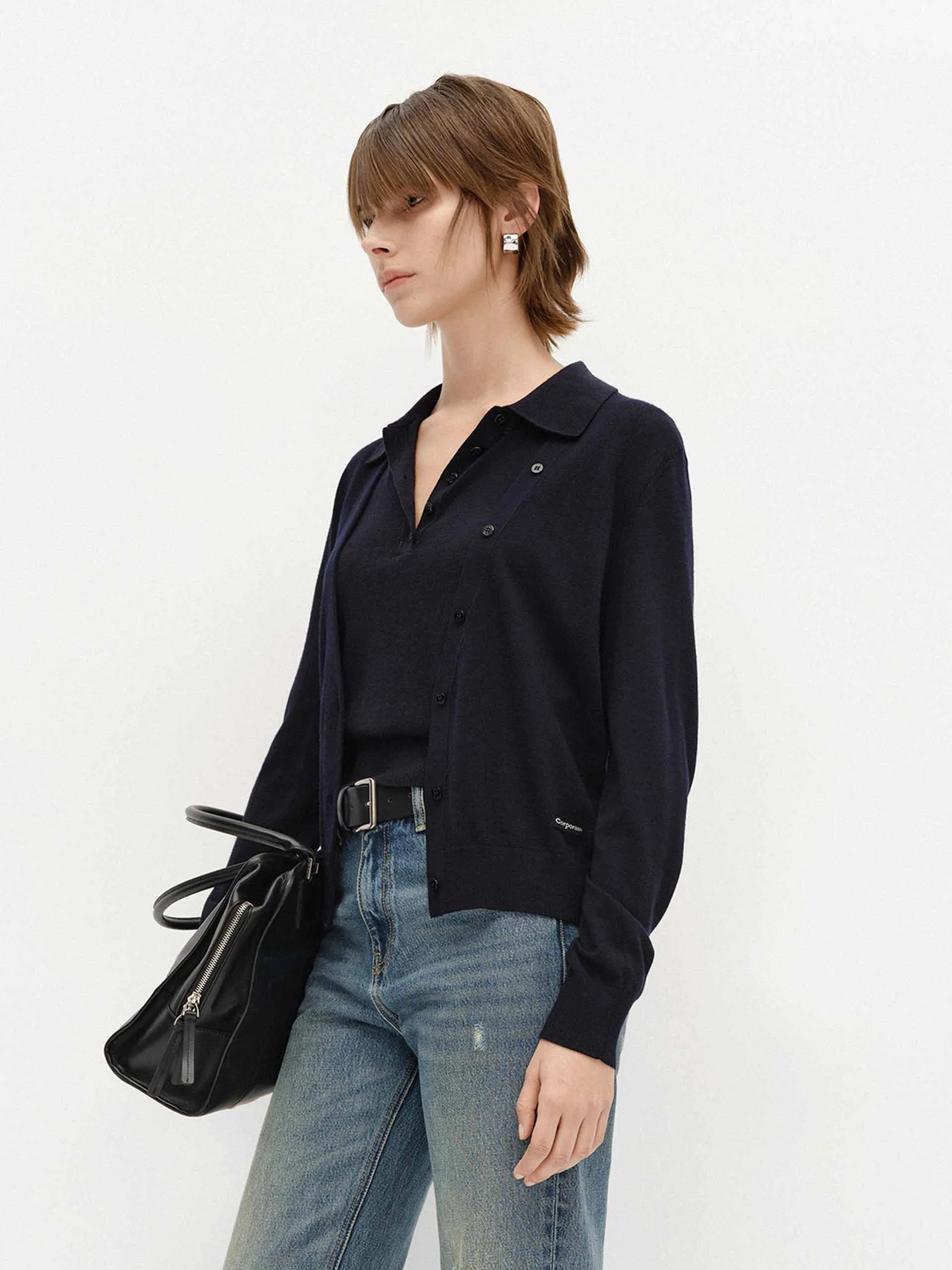 V-Ausschnitt weicher Wollcardigan