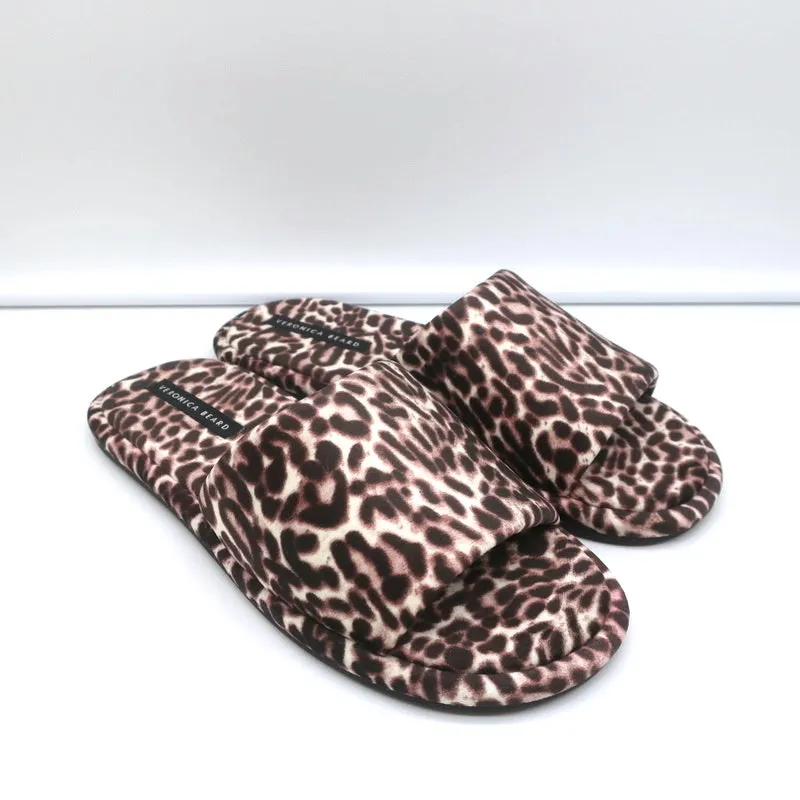 Veronica Beard Pantoffel-Sandalen Gillian Weiß/Espresso Leopardenmuster Größe 8 NEU