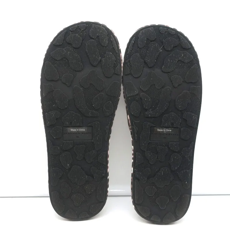 Veronica Beard Pantoffel-Sandalen Gillian Weiß/Espresso Leopardenmuster Größe 8 NEU