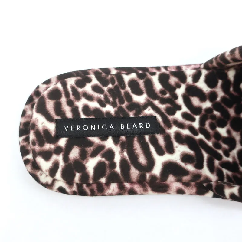 Veronica Beard Pantoffel-Sandalen Gillian Weiß/Espresso Leopardenmuster Größe 8 NEU