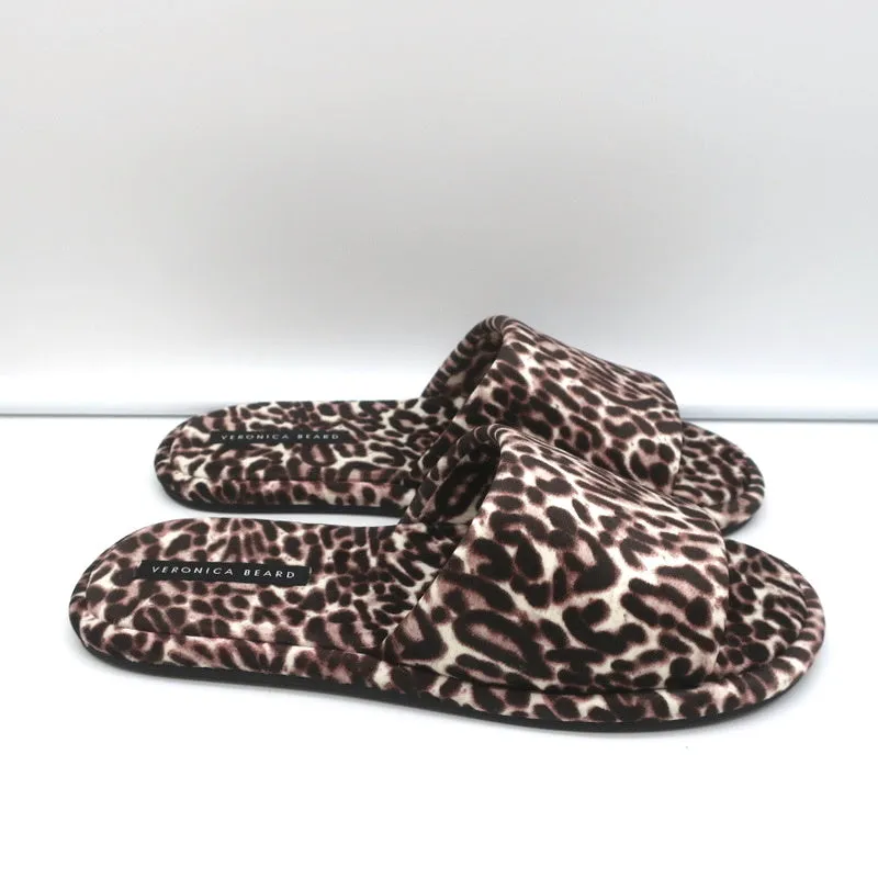 Veronica Beard Pantoffel-Sandalen Gillian Weiß/Espresso Leopardenmuster Größe 8 NEU
