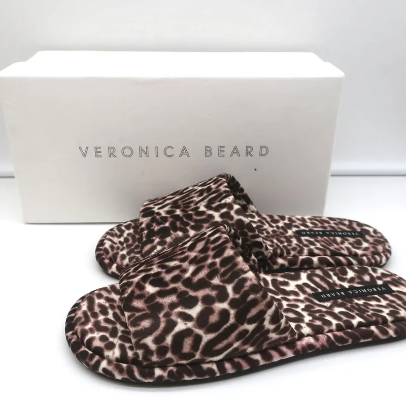 Veronica Beard Pantoffel-Sandalen Gillian Weiß/Espresso Leopardenmuster Größe 8 NEU