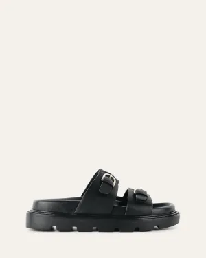 VICHY FLACHE SANDALETTEN AUS SCHWARZEM LEDER