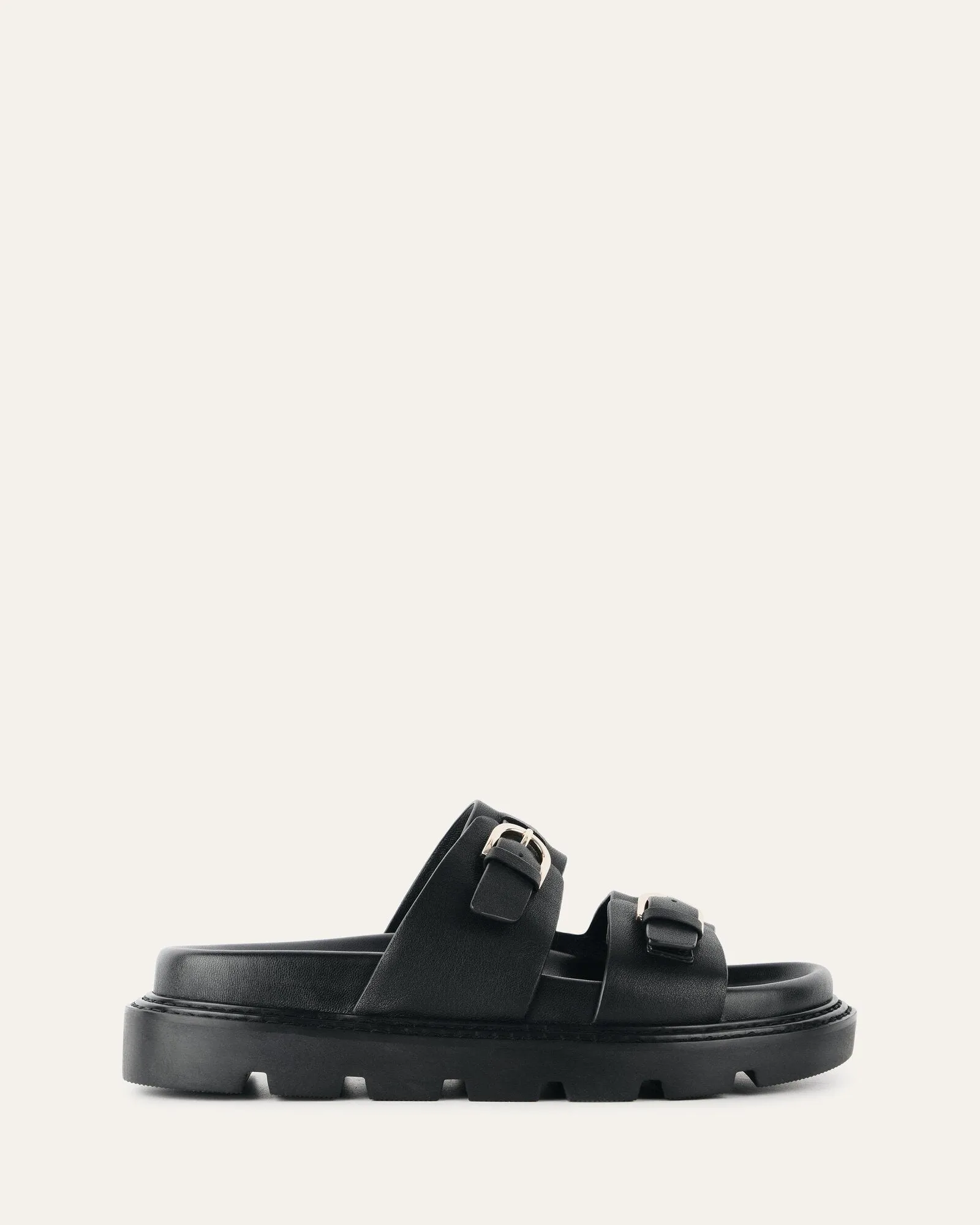 VICHY FLACHE SANDALETTEN AUS SCHWARZEM LEDER