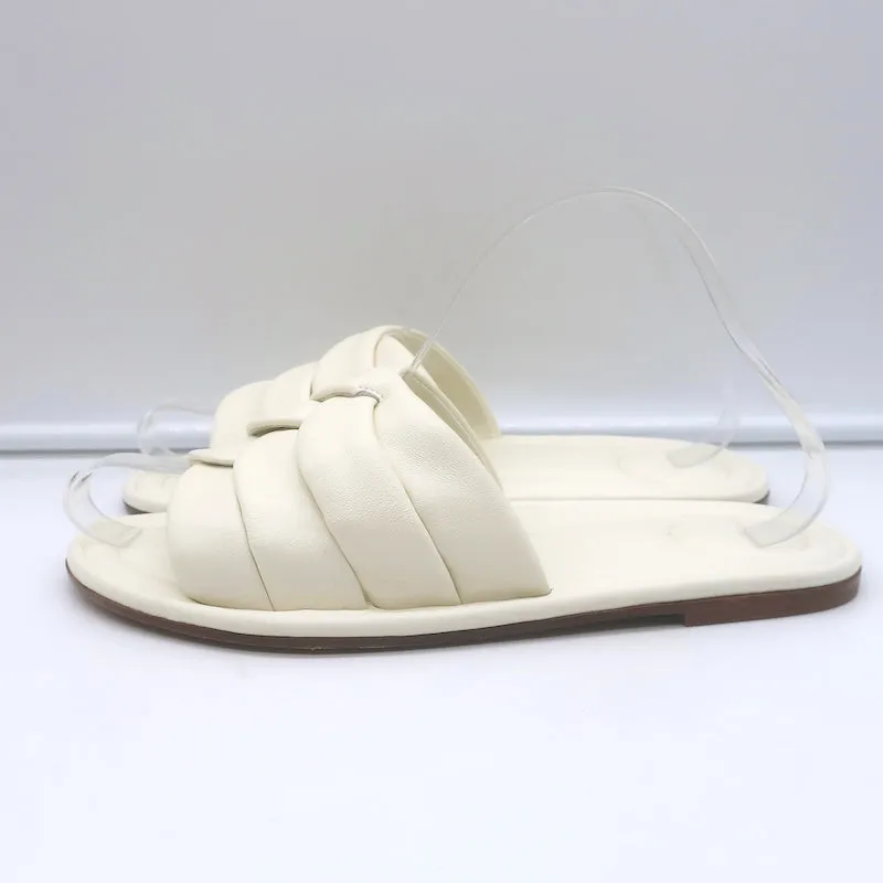 Vince Palmetta Geflochtene Slide-Sandalen Weißes Leder Größe 8