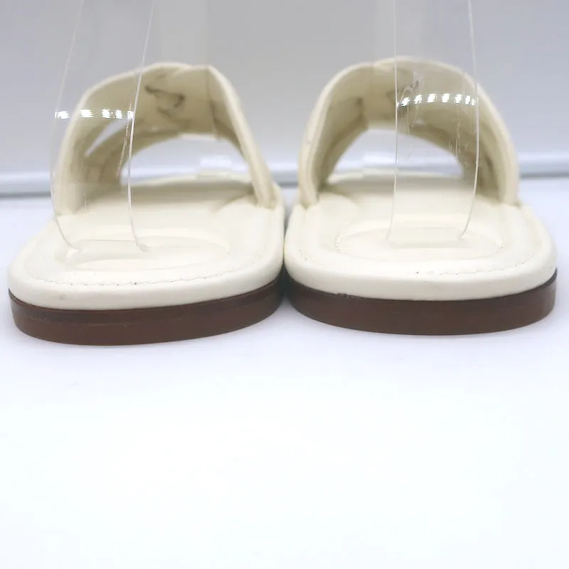 Vince Palmetta Geflochtene Slide-Sandalen Weißes Leder Größe 8