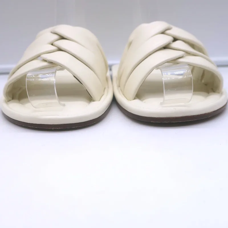 Vince Palmetta Geflochtene Slide-Sandalen Weißes Leder Größe 8
