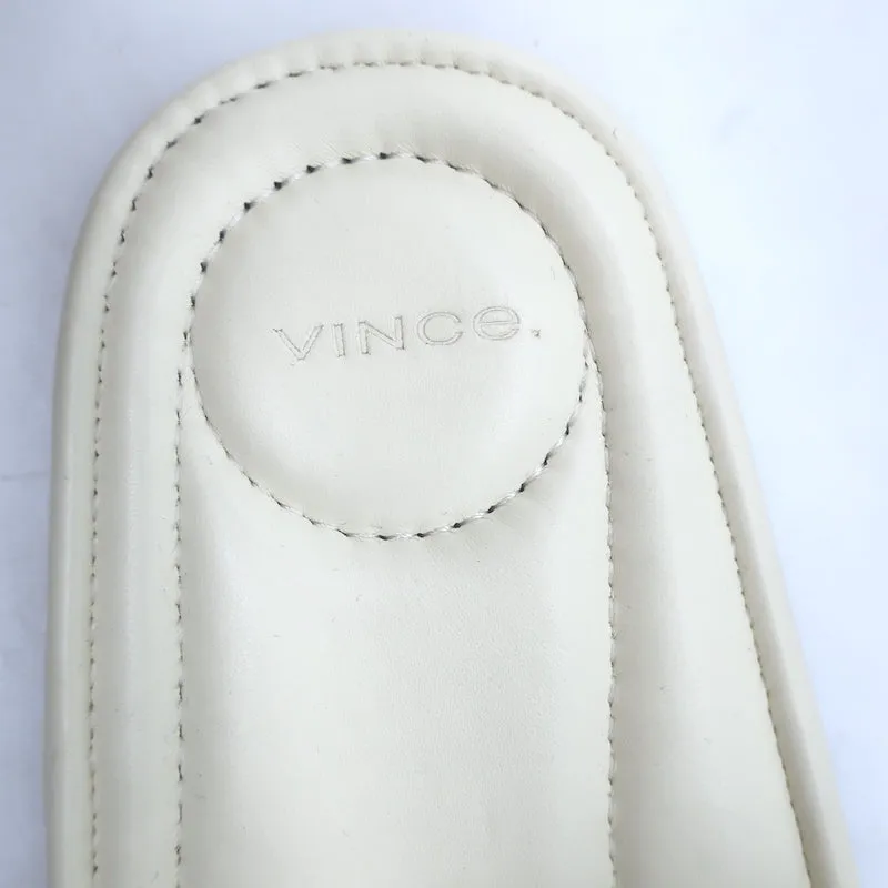 Vince Palmetta Geflochtene Slide-Sandalen Weißes Leder Größe 8