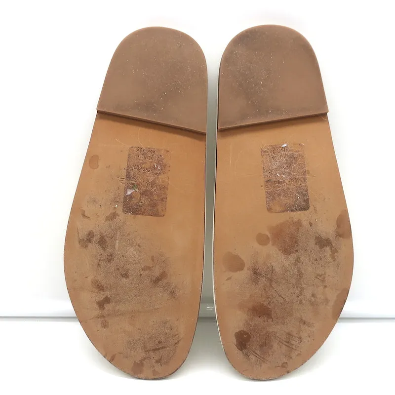 Vince Palmetta Geflochtene Slide-Sandalen Weißes Leder Größe 8