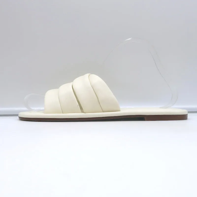 Vince Palmetta Geflochtene Slide-Sandalen Weißes Leder Größe 8