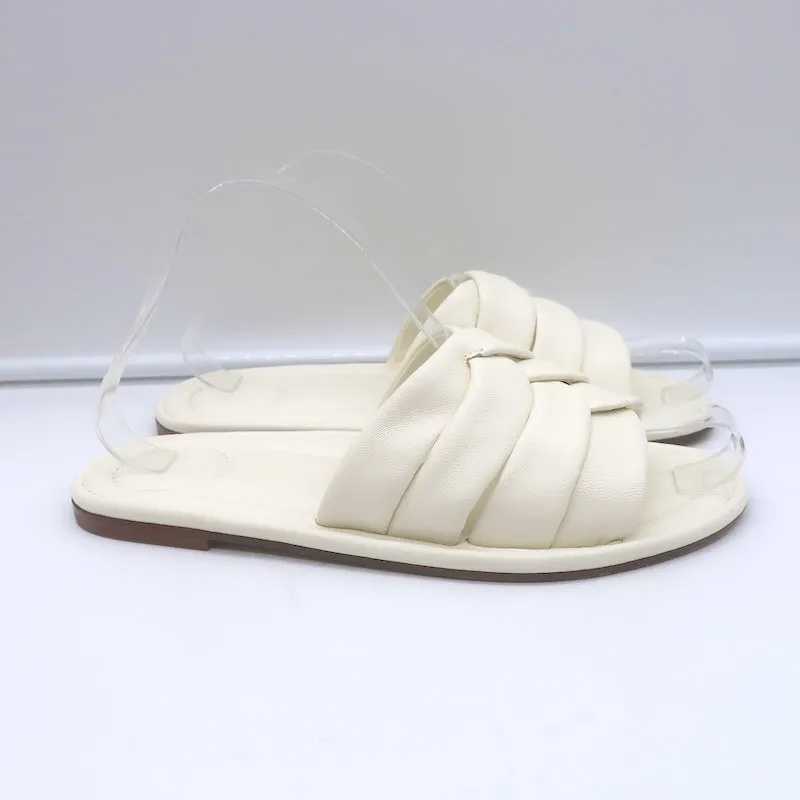 Vince Palmetta Geflochtene Slide-Sandalen Weißes Leder Größe 8