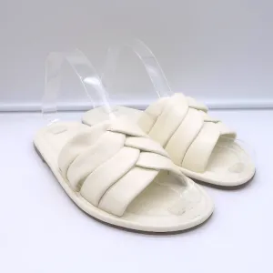 Vince Palmetta Geflochtene Slide-Sandalen Weißes Leder Größe 8
