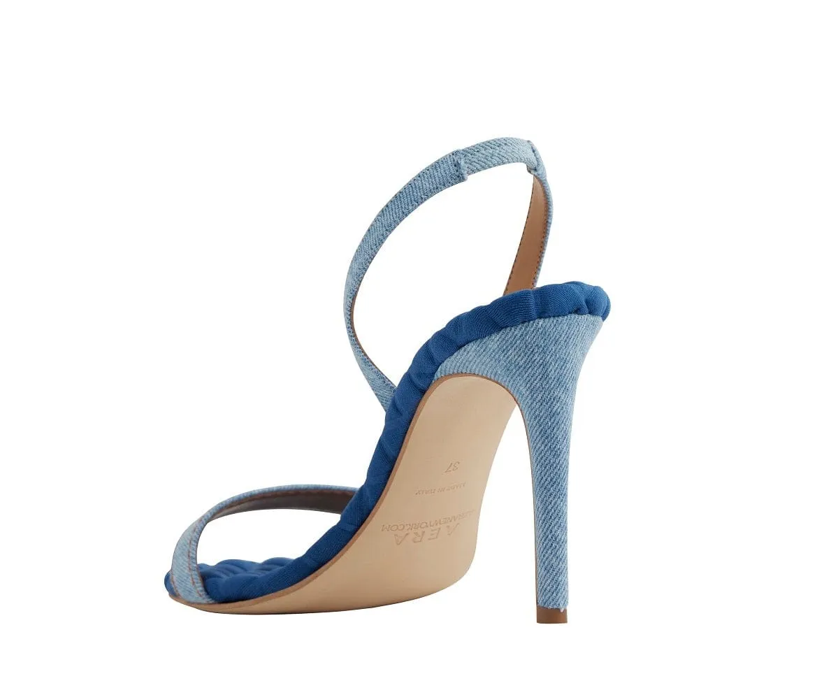 Vivien Cotton Vegane High Heel Sandalen | Blaue Denim