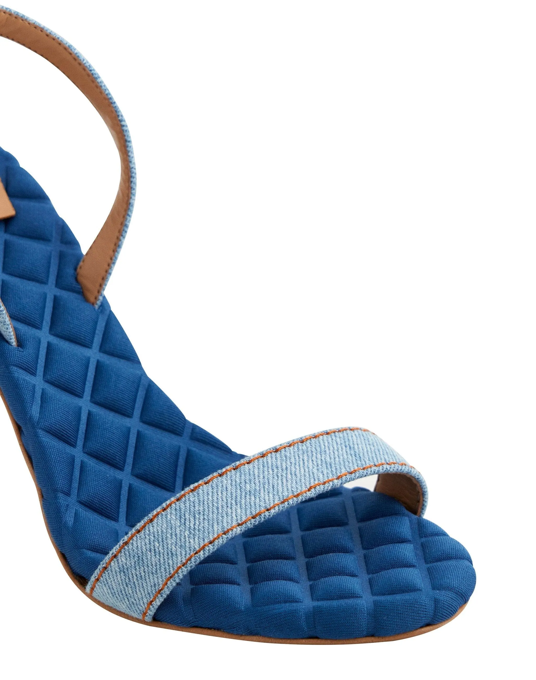Vivien Cotton Vegane High Heel Sandalen | Blaue Denim