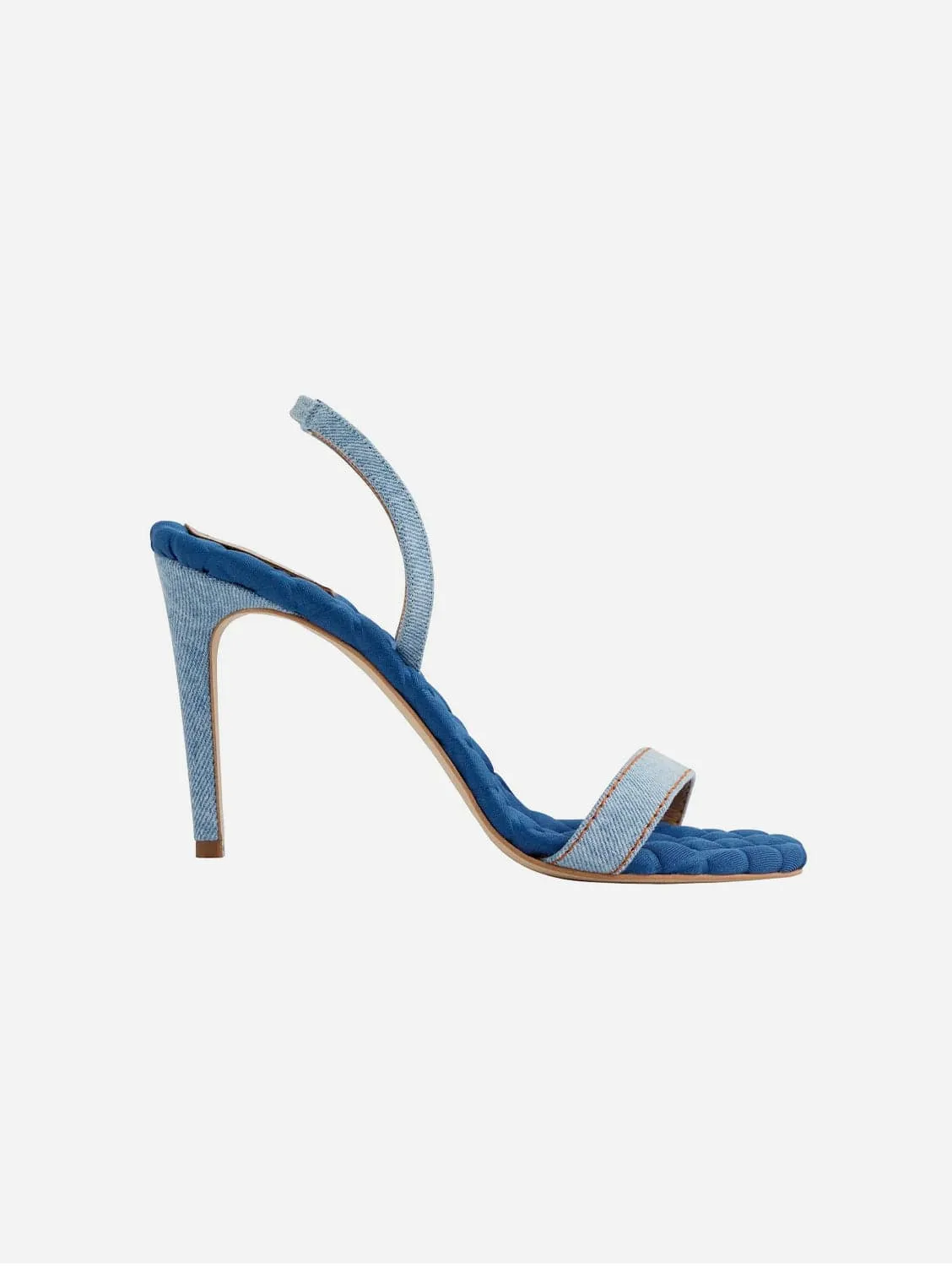 Vivien Cotton Vegane High Heel Sandalen | Blaue Denim