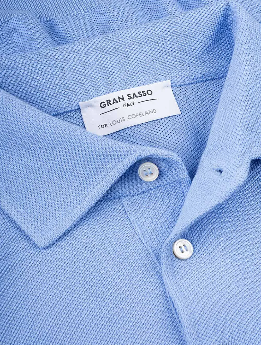 Gewebtes Polohemd mit kurzen Ärmeln und 3 Knöpfen in Blau