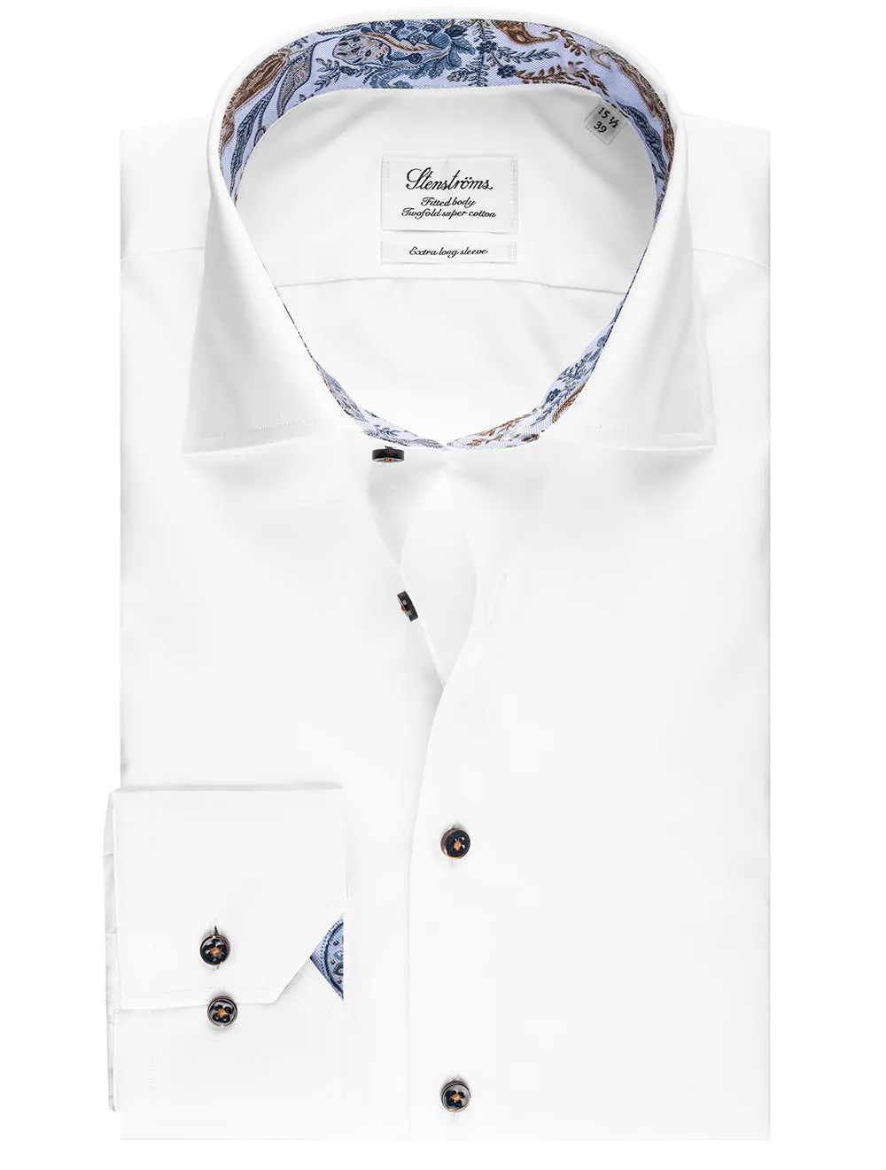 Weißes Kontrast-Paisley-Einlege-Passform-Shirt in Weiß
