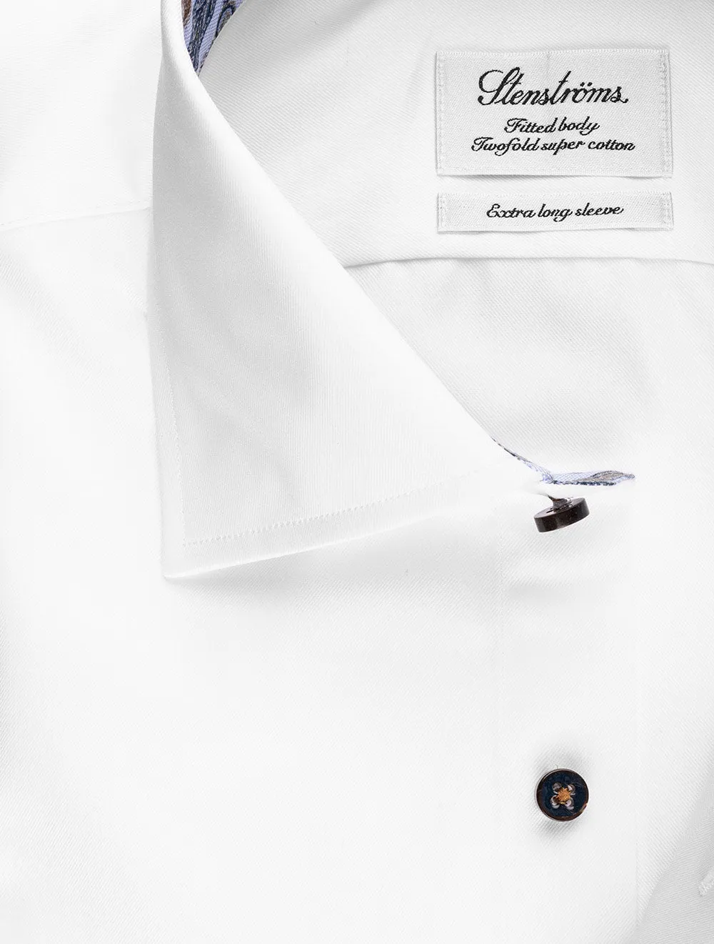 Weißes Kontrast-Paisley-Einlege-Passform-Shirt in Weiß