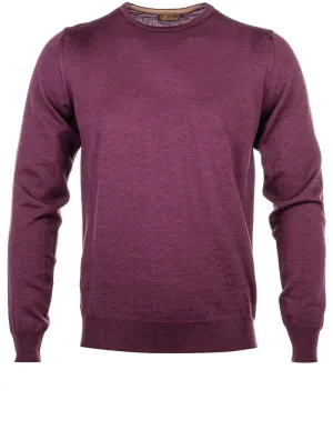 Weinroter Pullover mit Rundhalsausschnitt und Aufnäher-Ärmeln