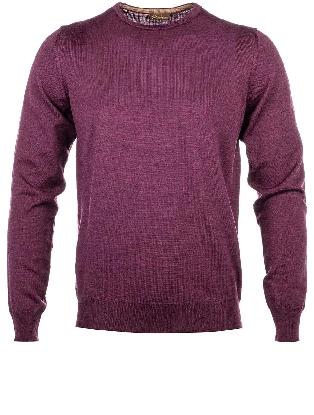 Weinroter Pullover mit Rundhalsausschnitt und Aufnäher-Ärmeln