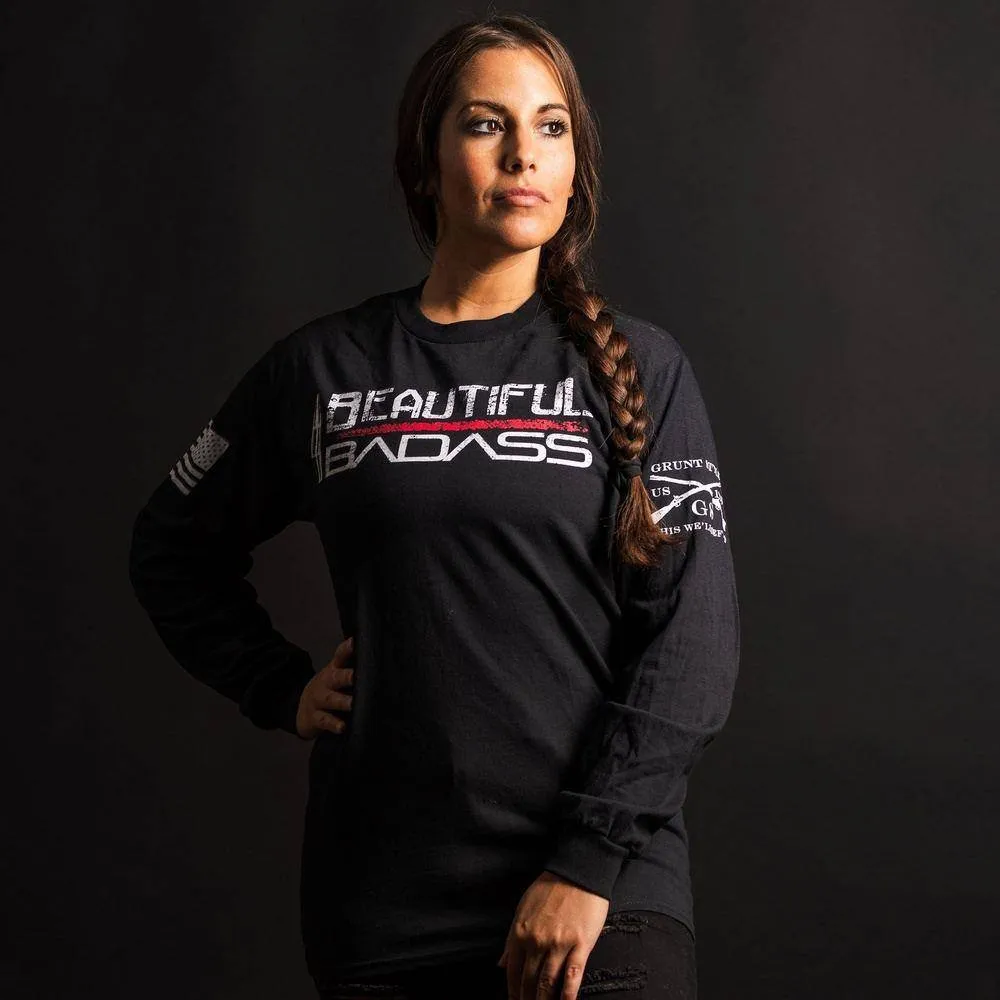 Frauen Schickes Badass Langarmshirt - Schwarz