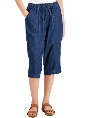 Damen-Charlie-Capri-Hose in Denim, Marineblau