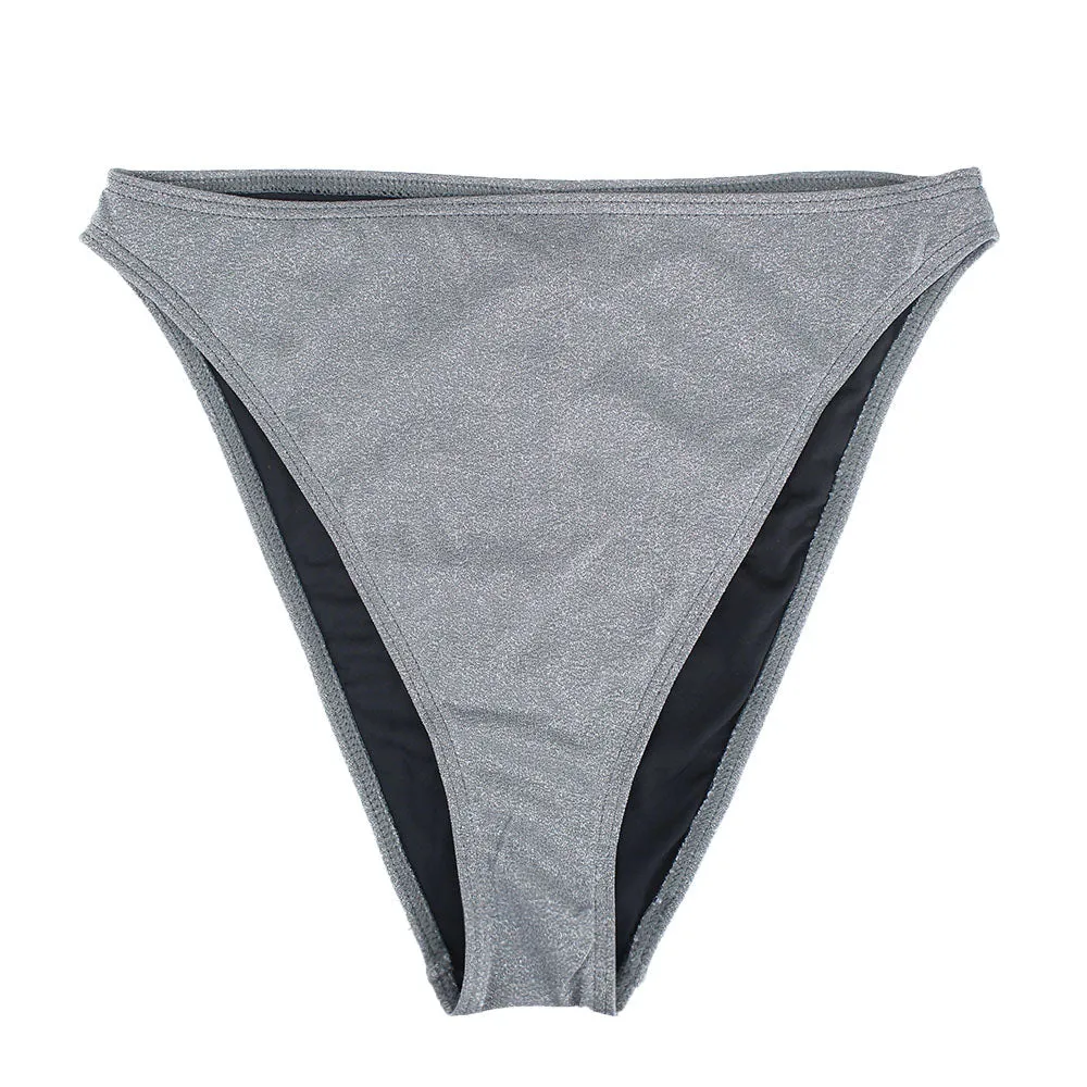 Damen Glitzer High Waist Bikini-Höschen, Grau