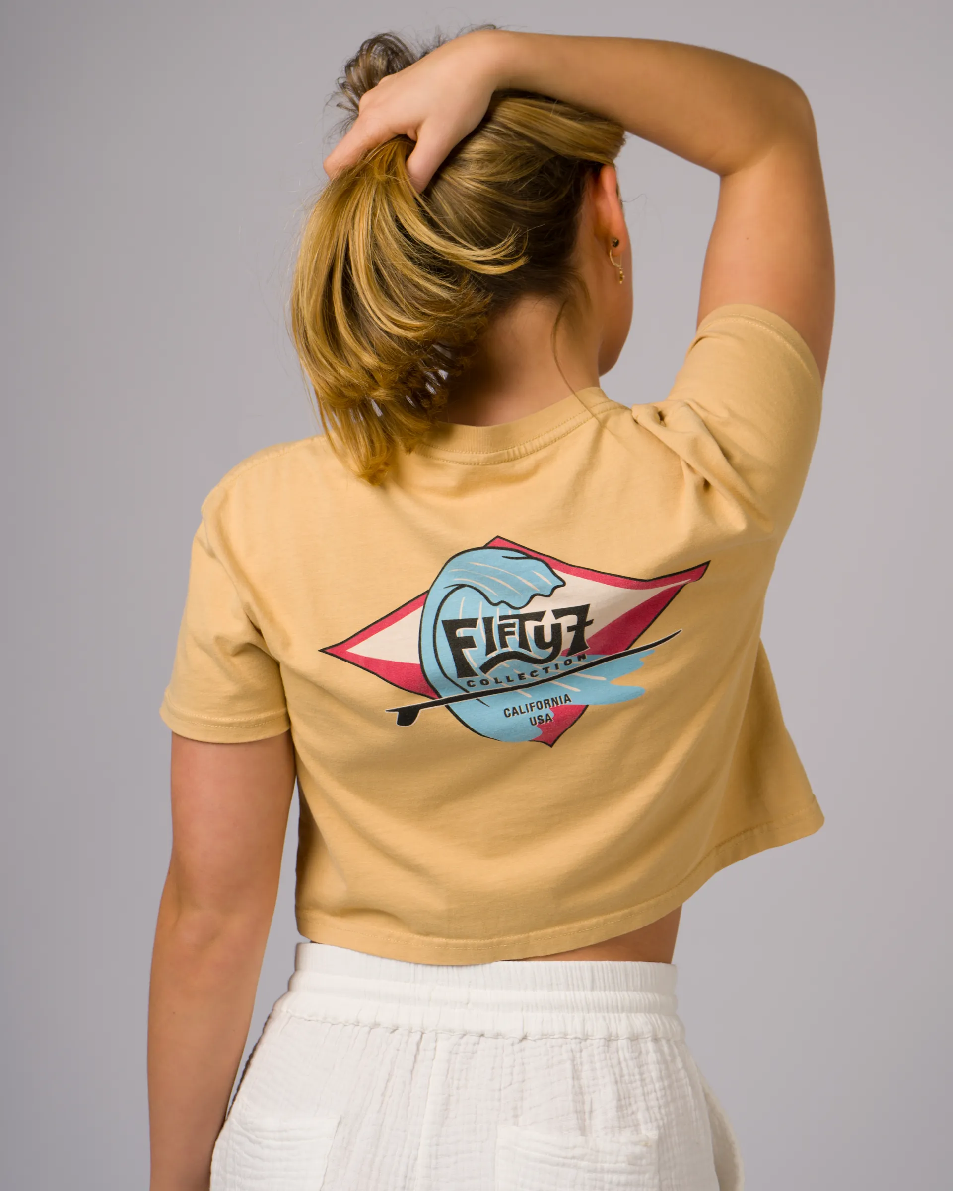 Damen Hollows Cropped Kurzarm-Shirt