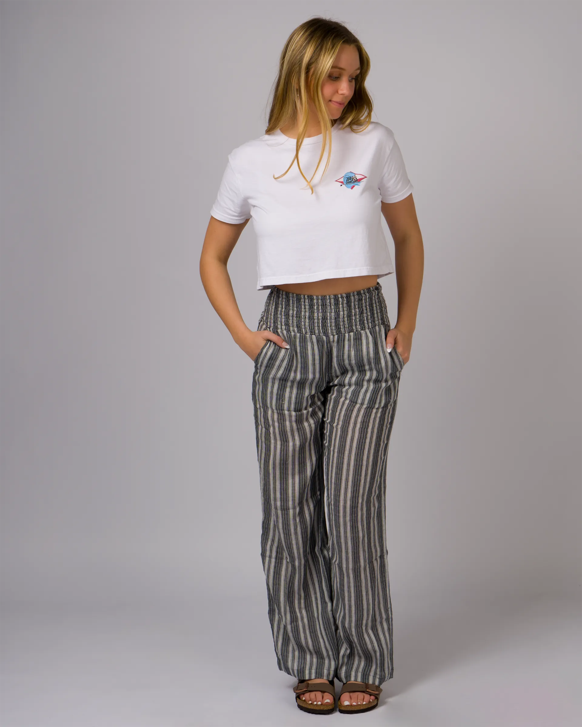 Damen Hollows Cropped Kurzarm-Shirt