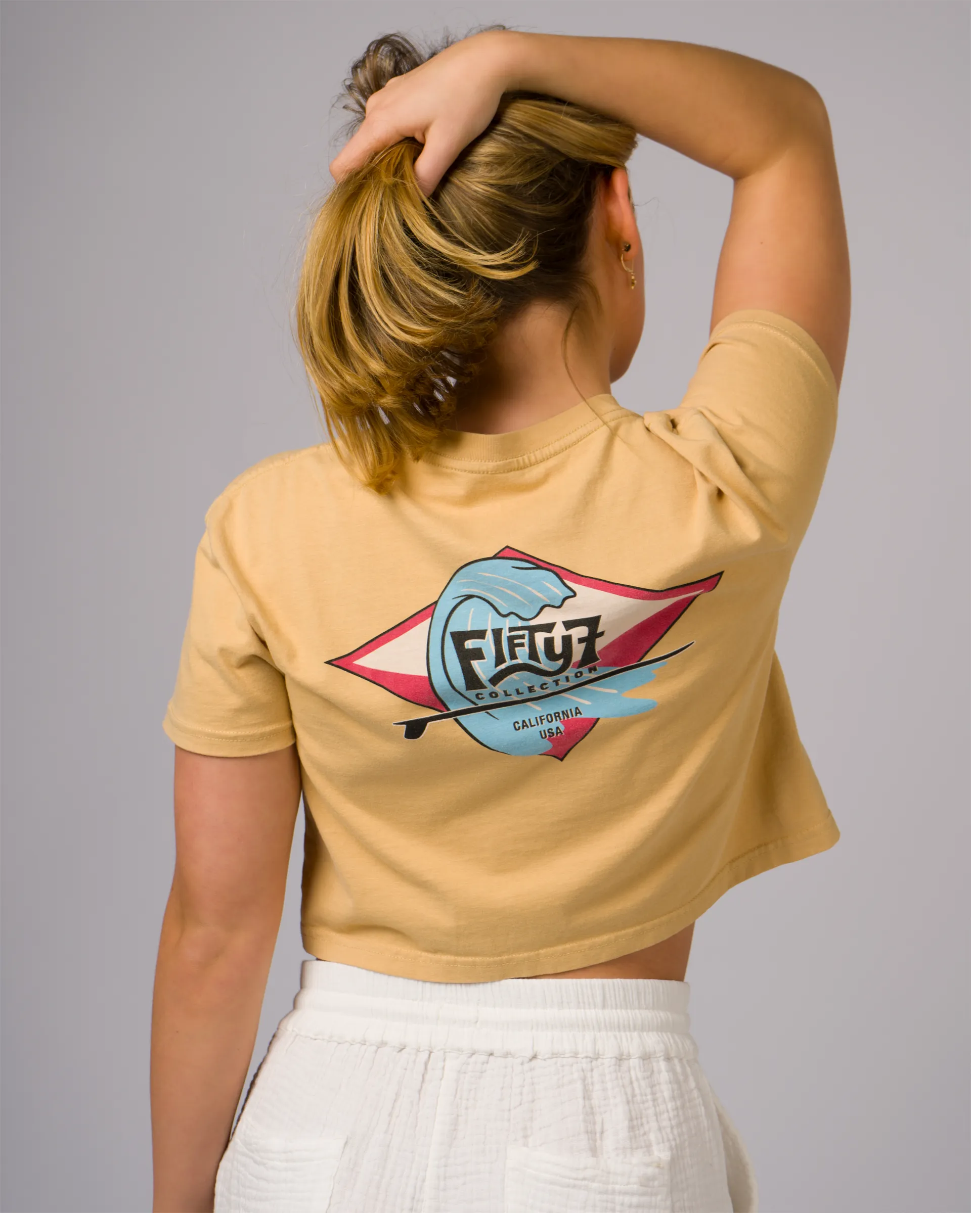 Damen Hollows Cropped Kurzarm-Shirt