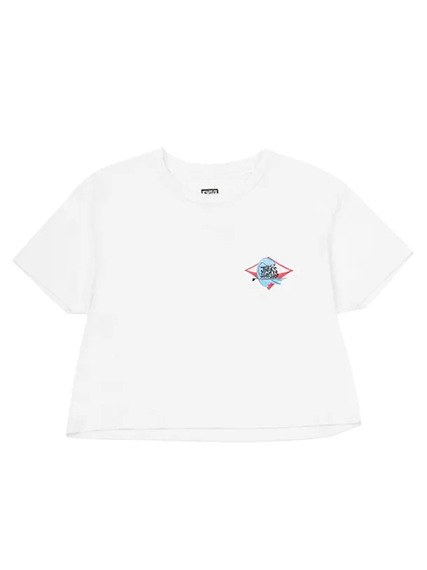 Damen Hollows Cropped Kurzarm-Shirt