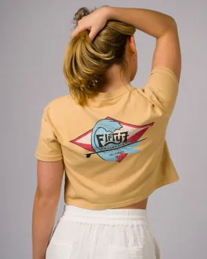 Damen Hollows Cropped Kurzarm-Shirt