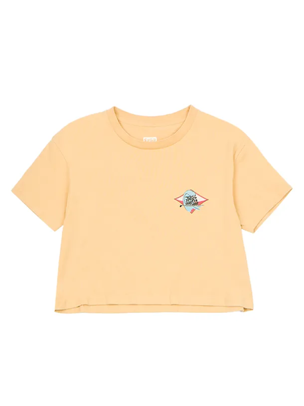 Damen Hollows Cropped Kurzarm-Shirt
