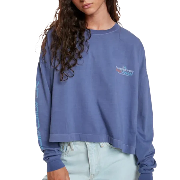 Damen Oversize Cropped Langarm-Shirt