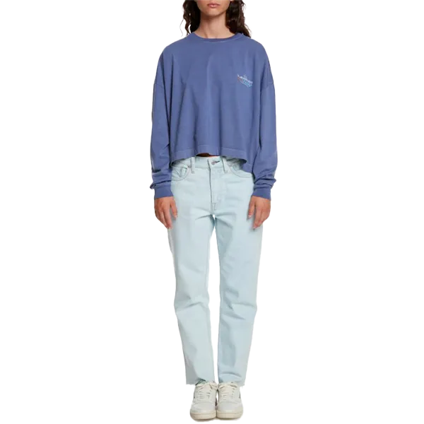 Damen Oversize Cropped Langarm-Shirt